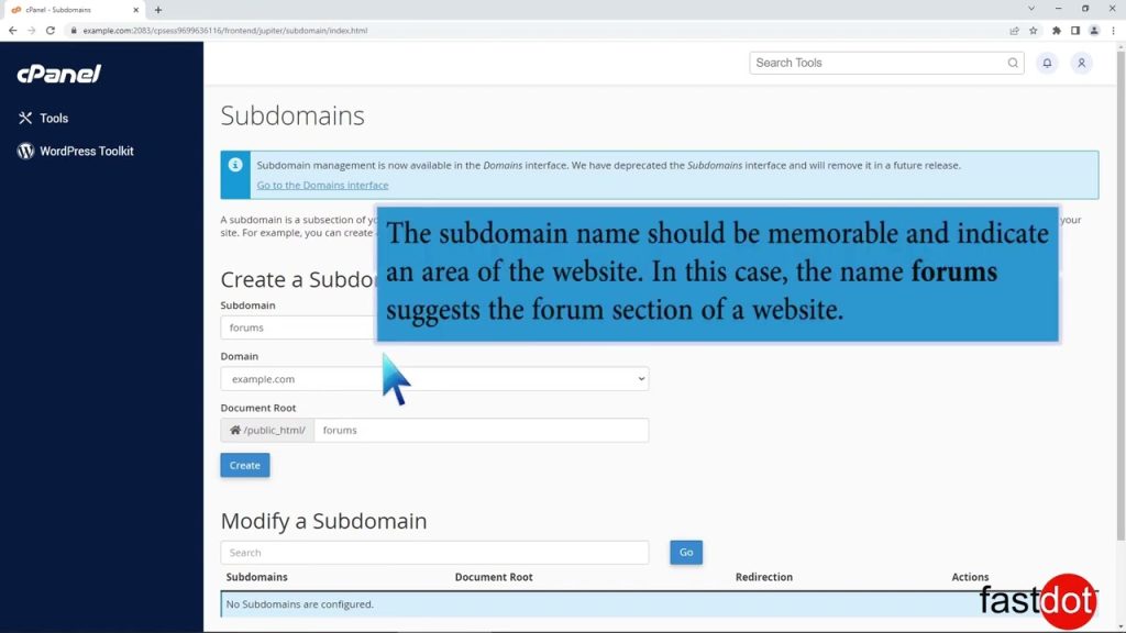 how-to-create-a-subdomain-in-cpanel-with-fastdot
