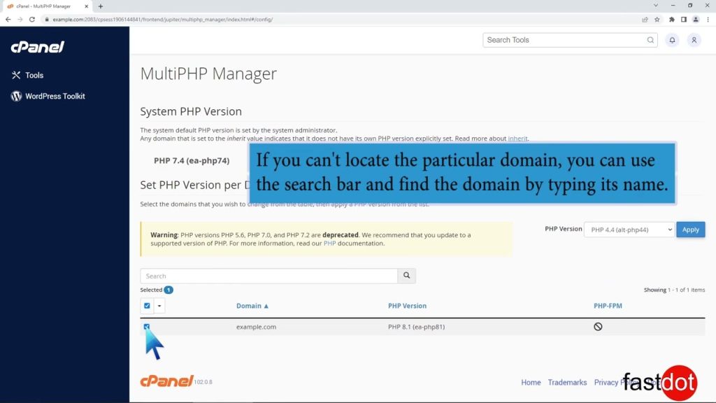 how-to-reset-the-php-version-to-the-default-version-using-cpanel-with-fastdot