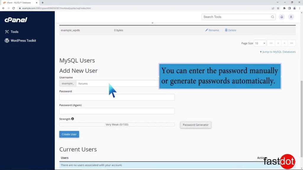 how-to-create-a-database-username-in-cpanel-with-fastdot