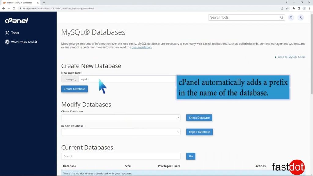 how-to-create-a-database-in-cpanel-with-fastdot